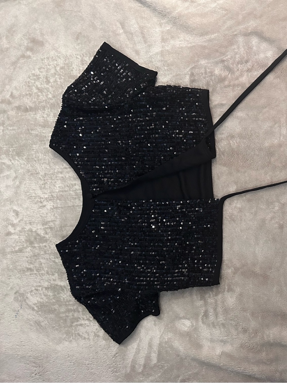 Black Sequin Wrap Camisole with Tie Straps